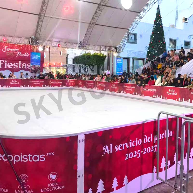 Synthetic Ice & HDPE Dasher Board Fencing | Entertainment Center Project in Mexico